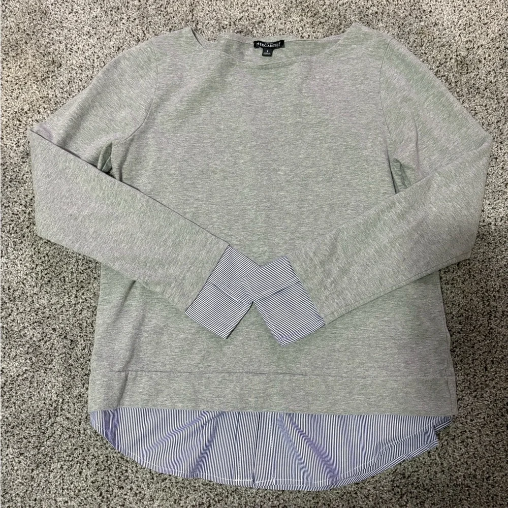 J. Crew Gray and Blue Crew Neck Sweater